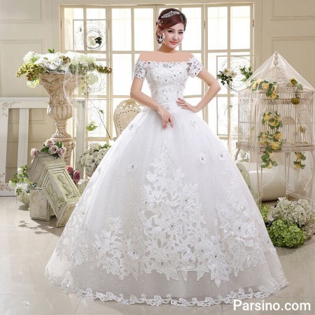 لباس عروس پرنسسی , مدل لباس عروس کره ایی , لباس عروس دامن پفی