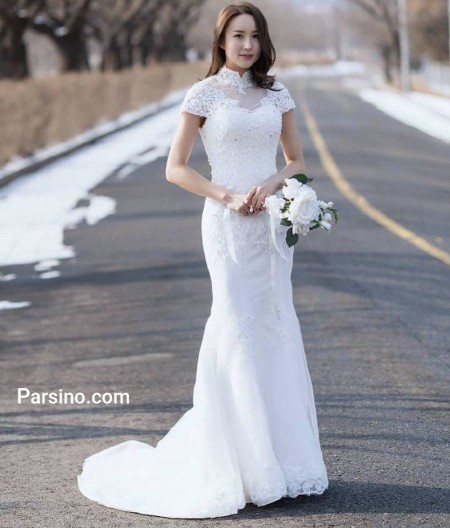مدل لباس عروس بدون آستین کره ایی شیک